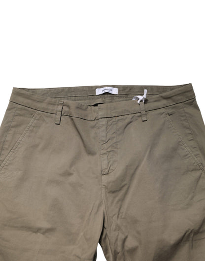 Beige Cotton Stretch Straight Chino Men Trouser Pants