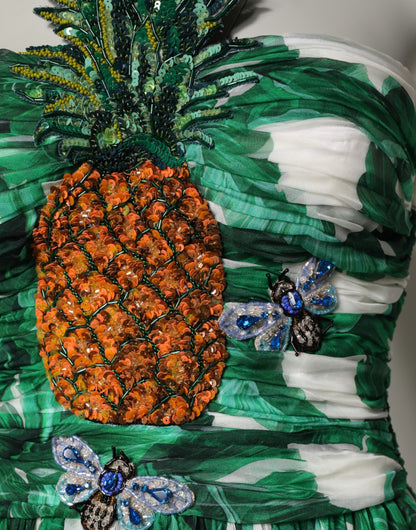 Green Pineapple Embellished BananaLeaf Dress