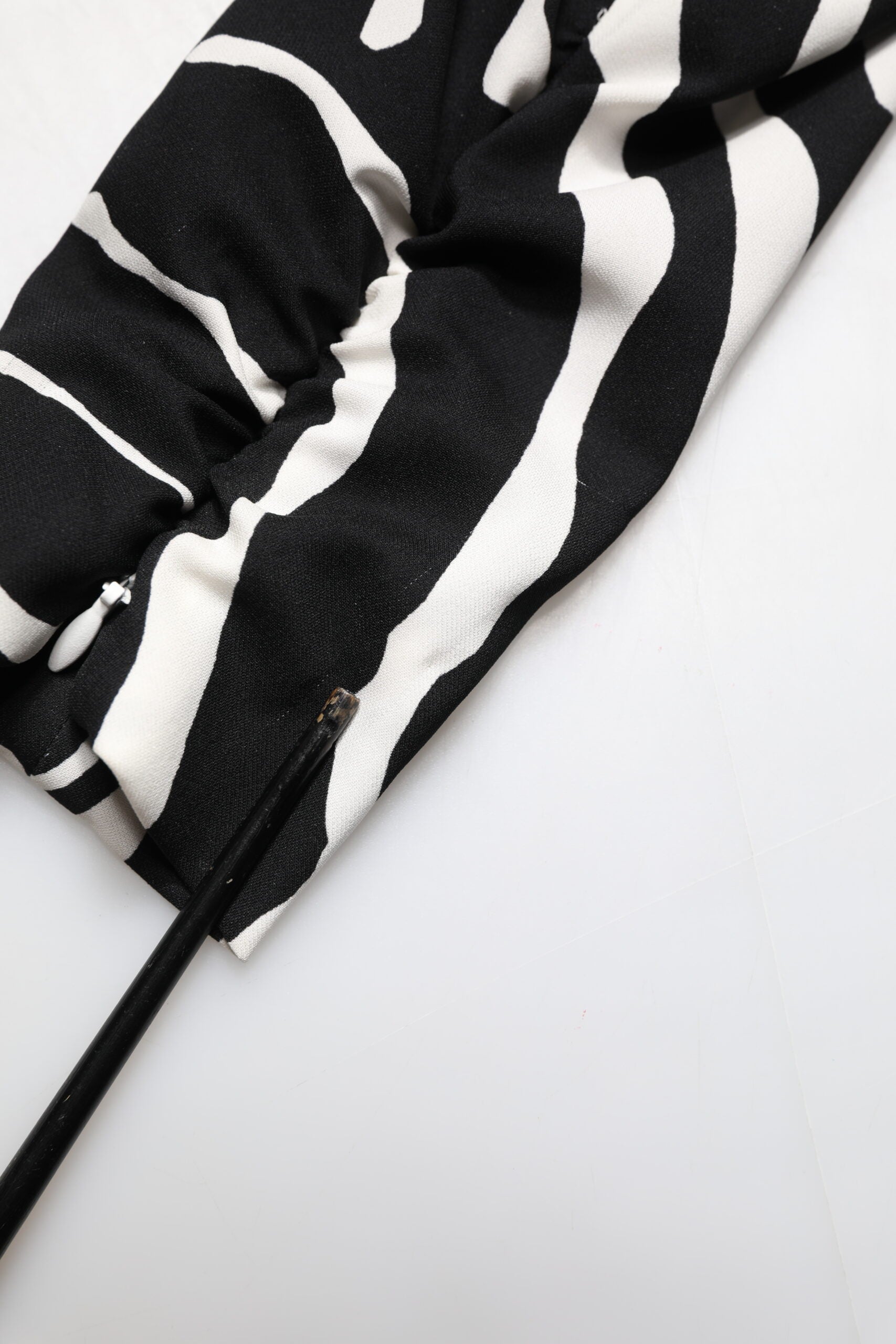 Black White Zebra Silk Sheath Mini Dress