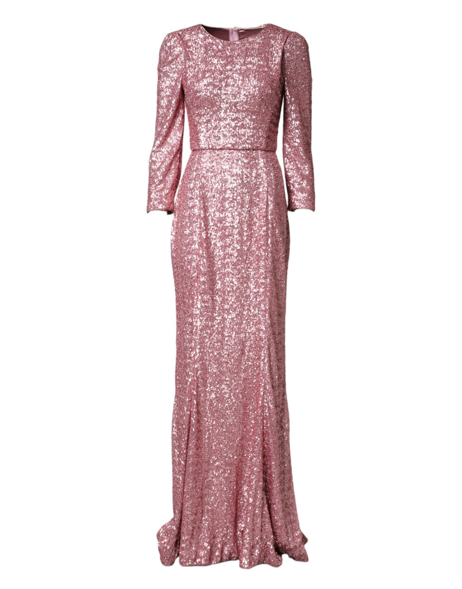 Pink Sequinned Mermaid Long Gown Dress