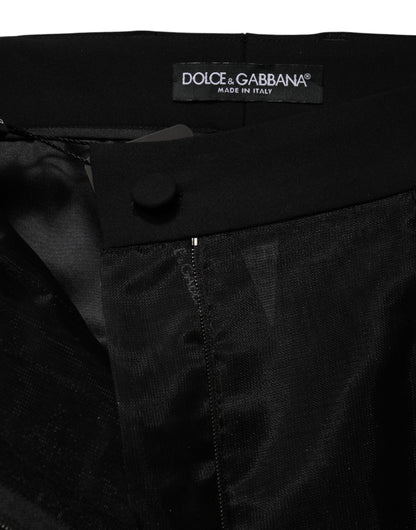 Black High Waist Tulle Wool Trouser Pants