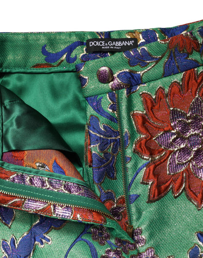 Green Floral Polyester BootCut Trouser Pants