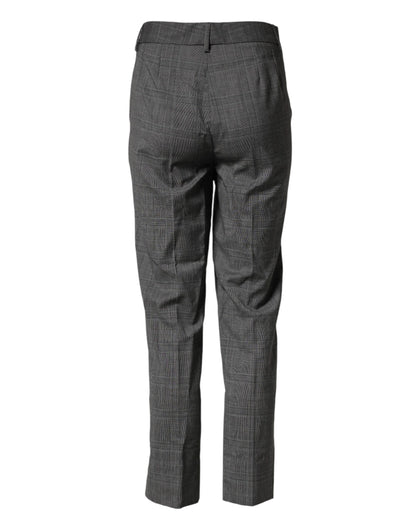 Dark Gray Check Tartan VirginWool Dress Pants