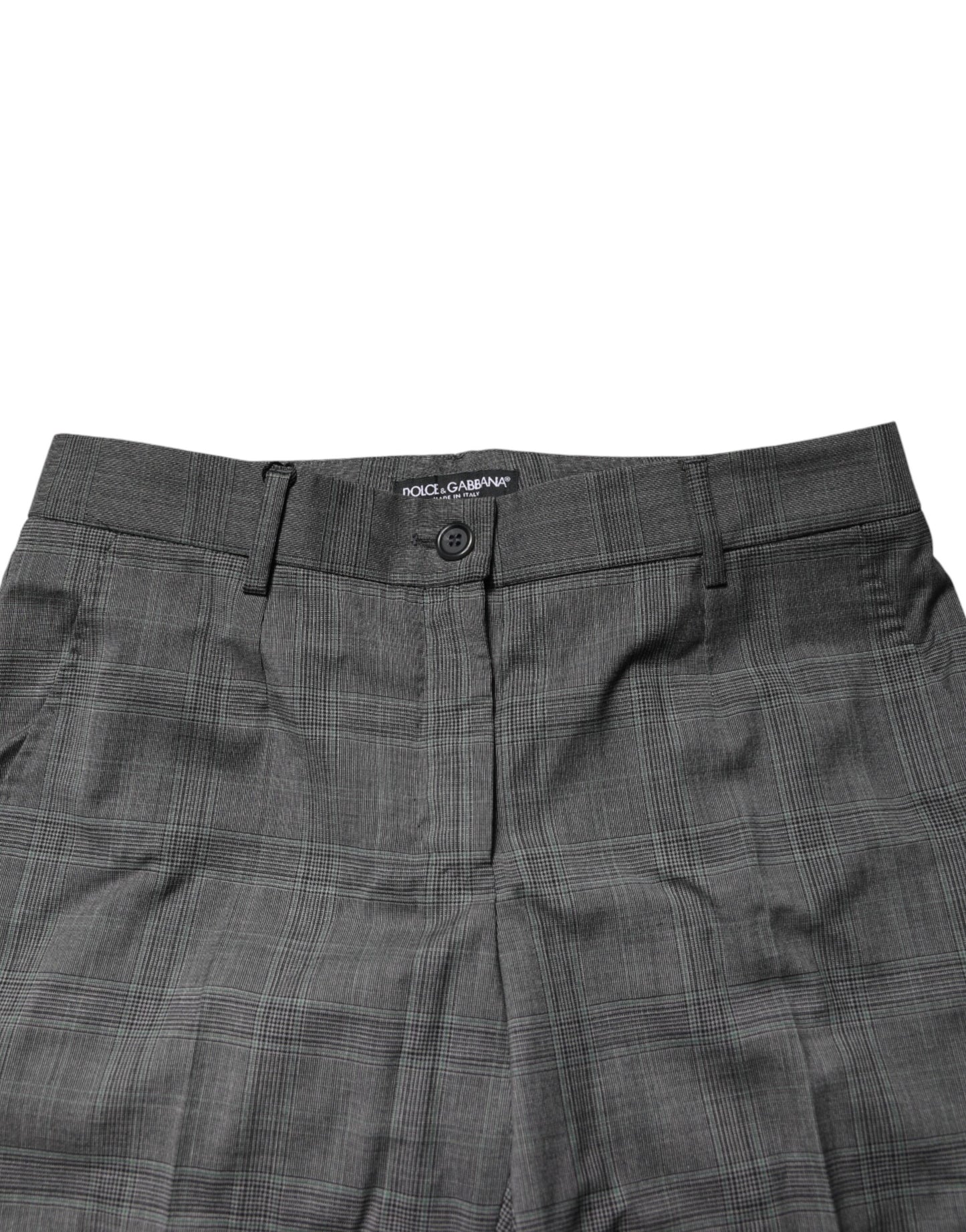 Dark Gray Check Tartan VirginWool Dress Pants