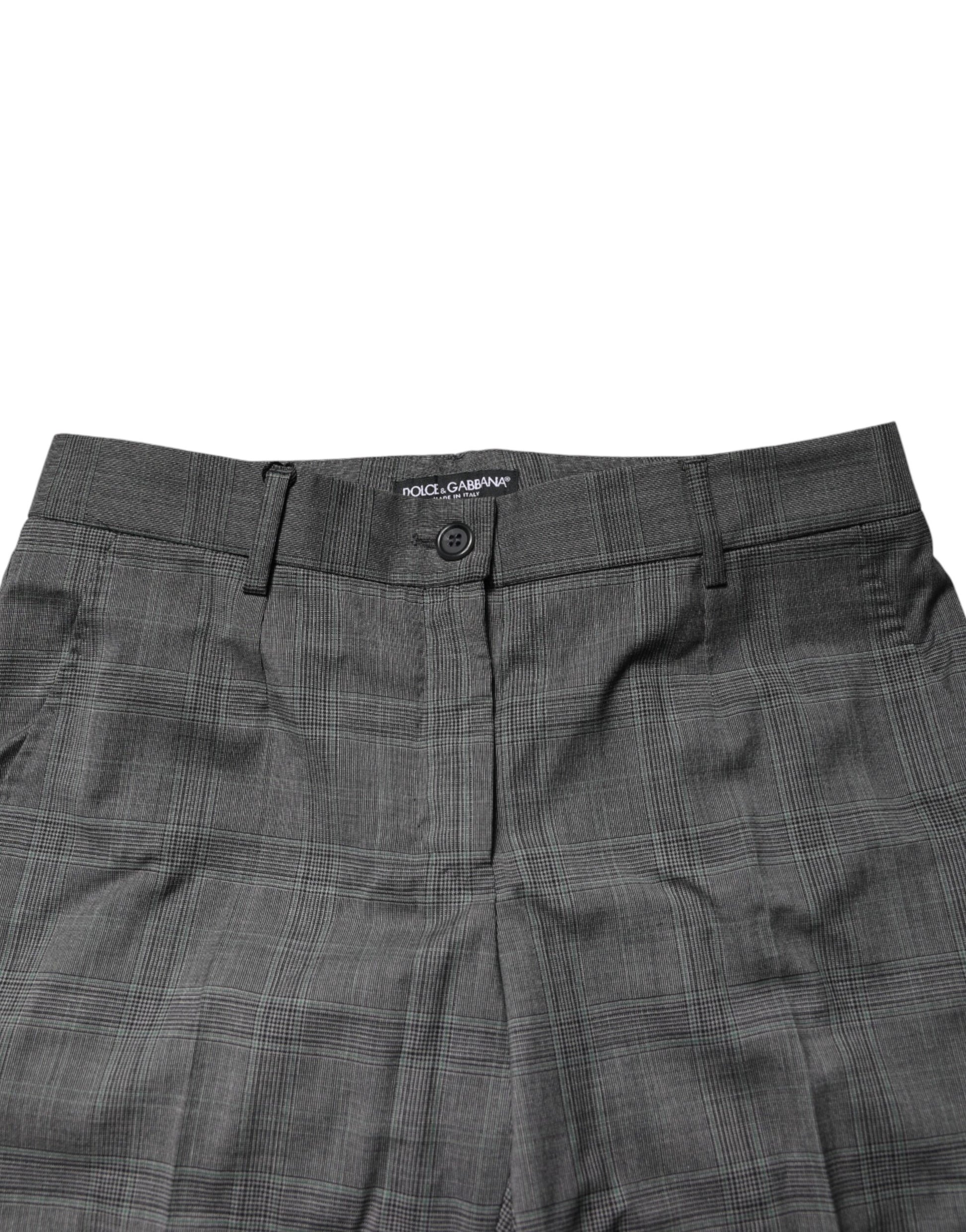 Dark Gray Check Tartan VirginWool Dress Pants