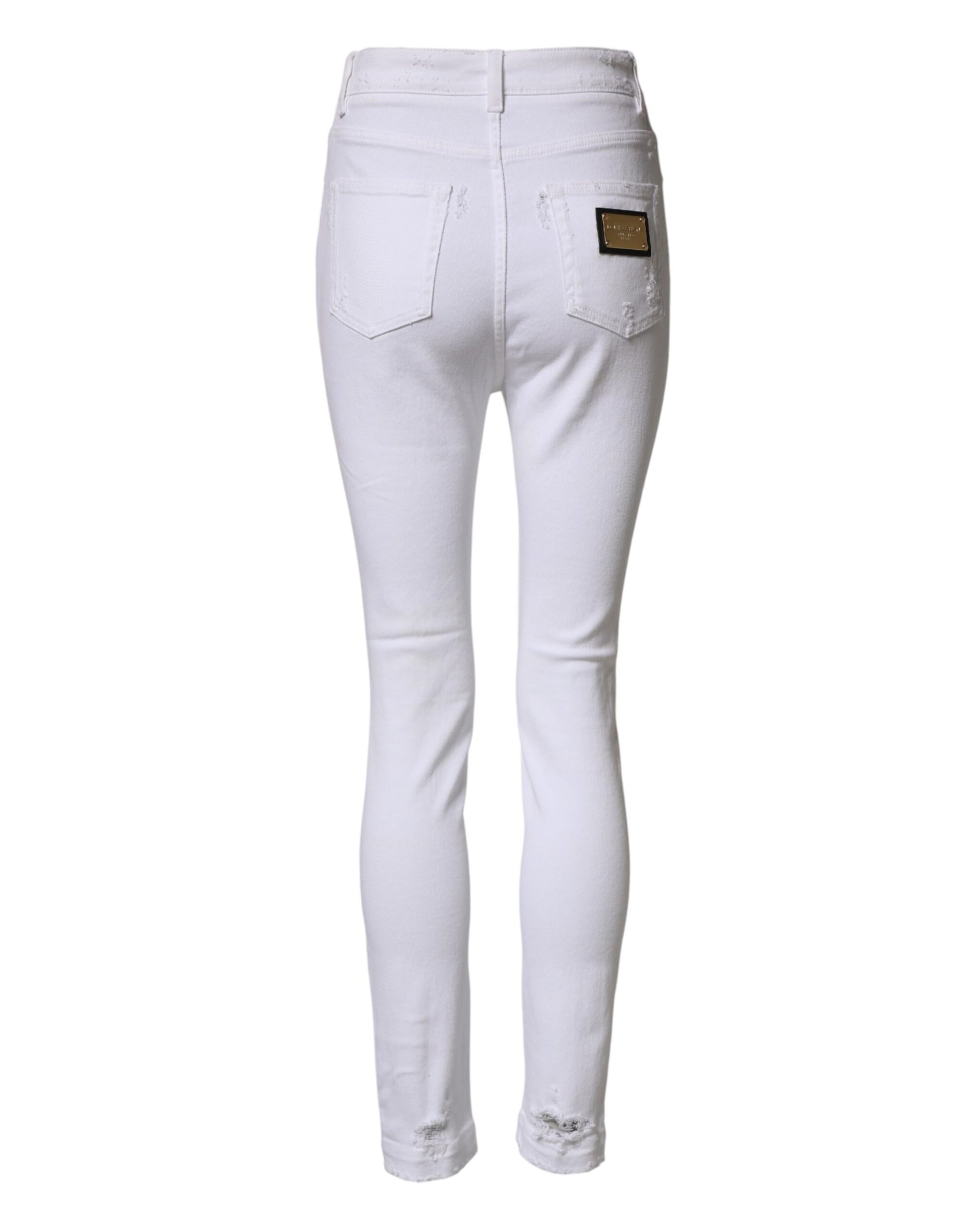 White Distressed High Waist Denim Jeans
