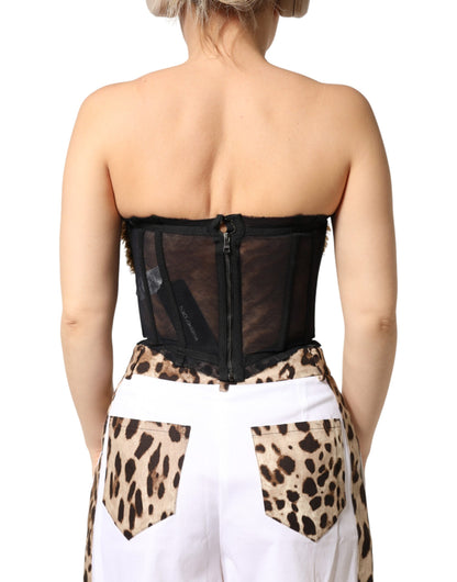 Black Gold Heart Bustier Corset Tinsel Top