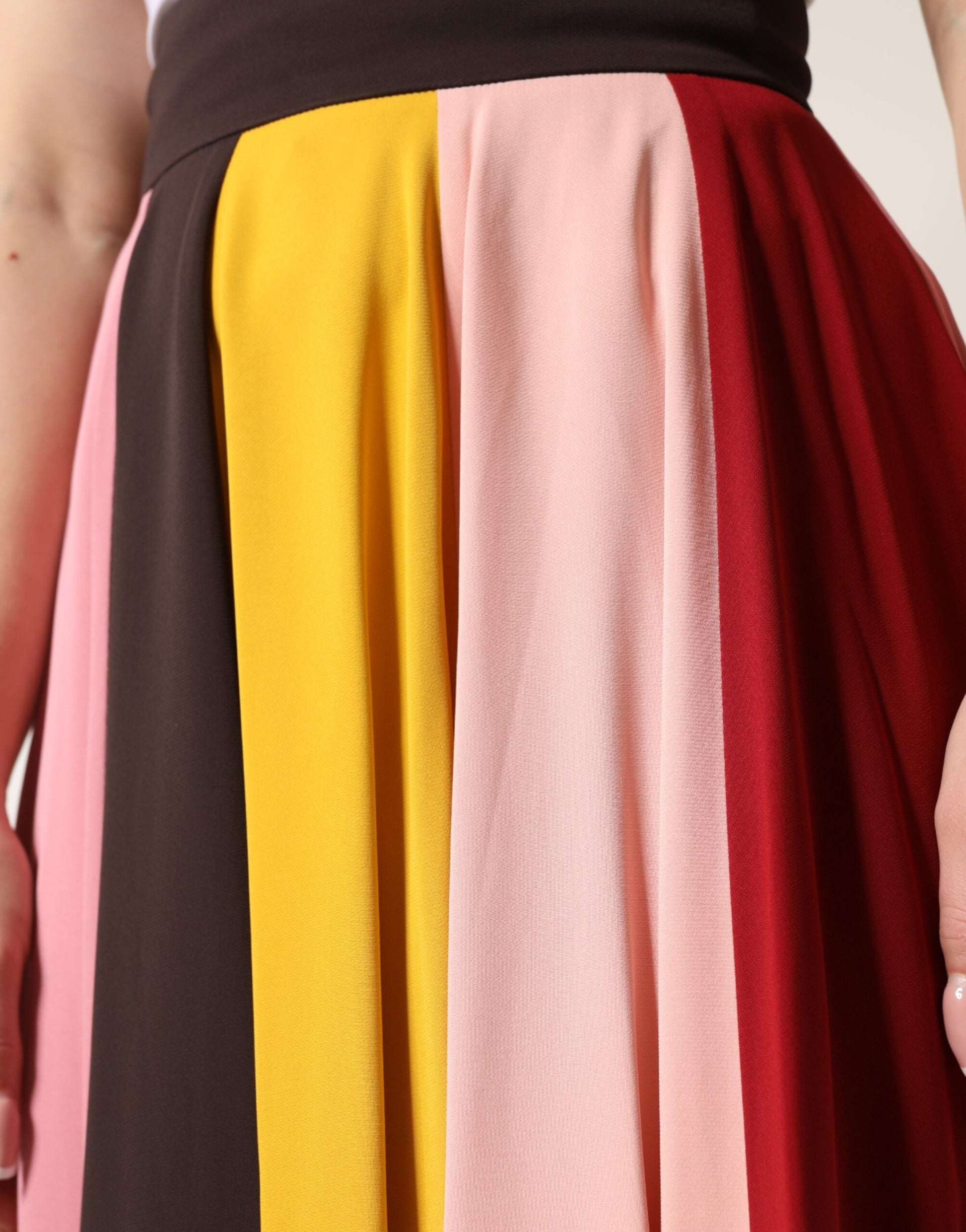 Multicolor Viscose High Waist Midi Skirt