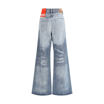 Blue Cotton Flared Jeans