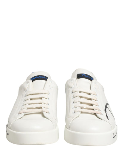 White Blue Portofino Low Top Sneakers Shoes