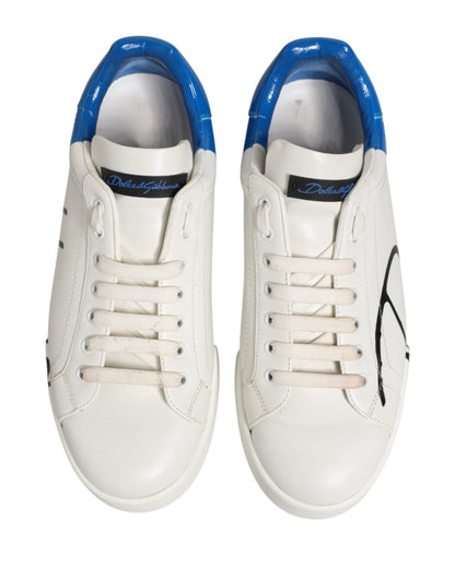 White Blue Portofino Low Top Sneakers Shoes
