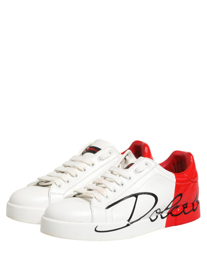 White Red Portofino Low Top Men Sneakers Shoes