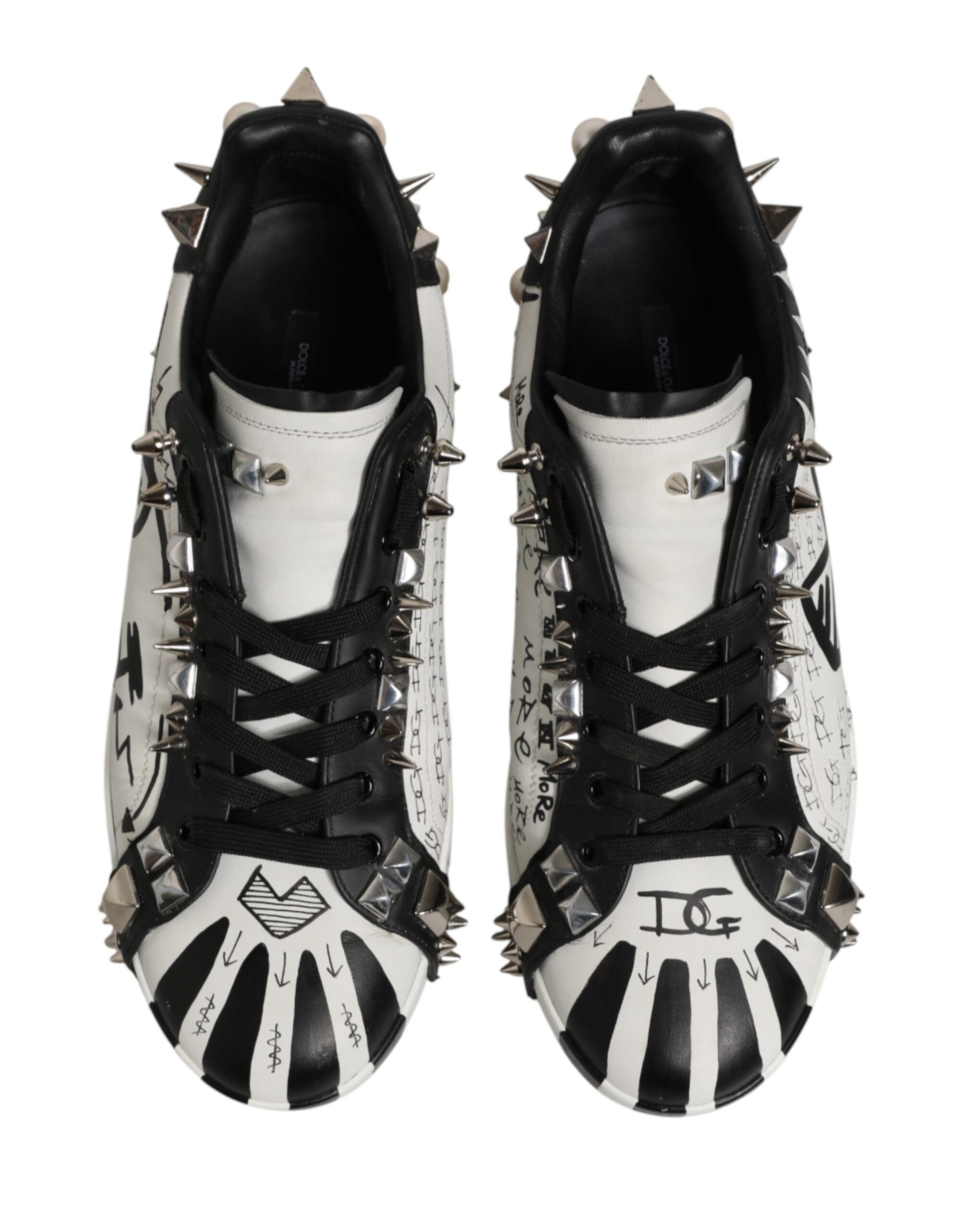 Black White Studded Low Top Sneakers Shoes