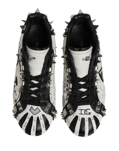Black White Studded Low Top Sneakers Shoes