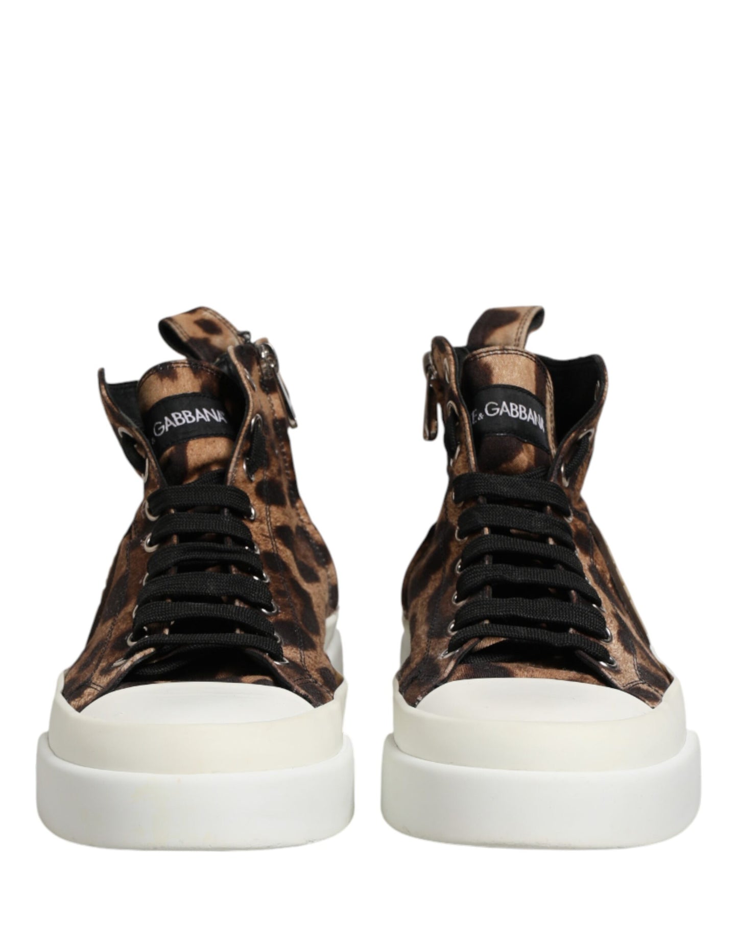 Brown Leopard Cotton High Top Sneakers  Shoes