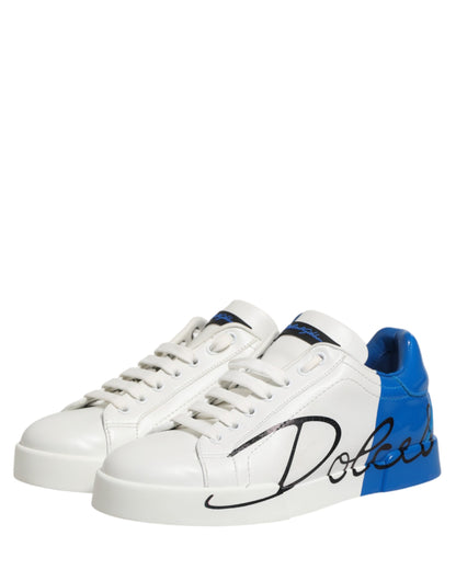 White Blue Portofino Low Top Sneakers Shoes