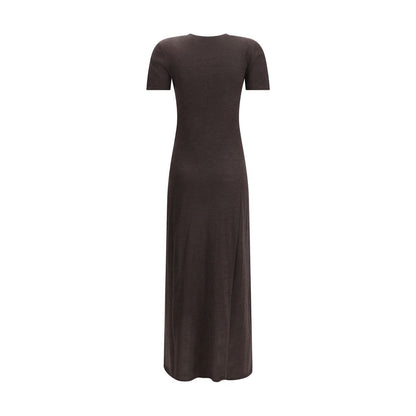Brown Fleece Wool Long Dress