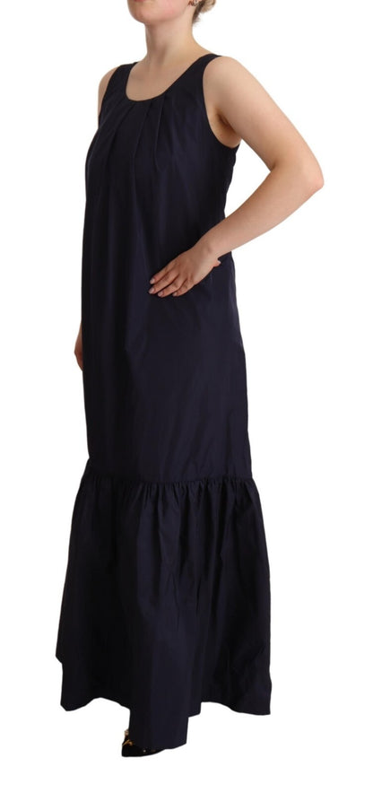 Navy Blue Sleeveless Round Neck Mermaid Long Dress