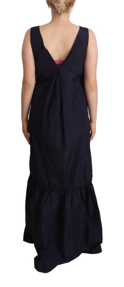 Navy Blue Sleeveless Round Neck Mermaid Long Dress