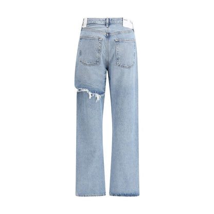Light Blue Cotton Straight-Leg Jeans