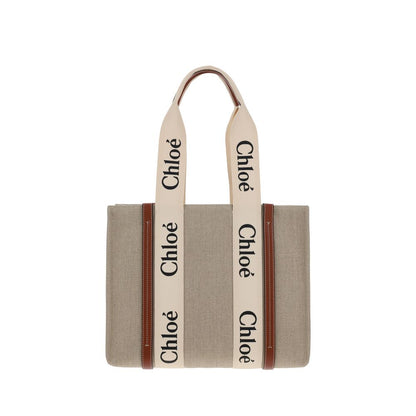 Beige Linen Shoulder Bag