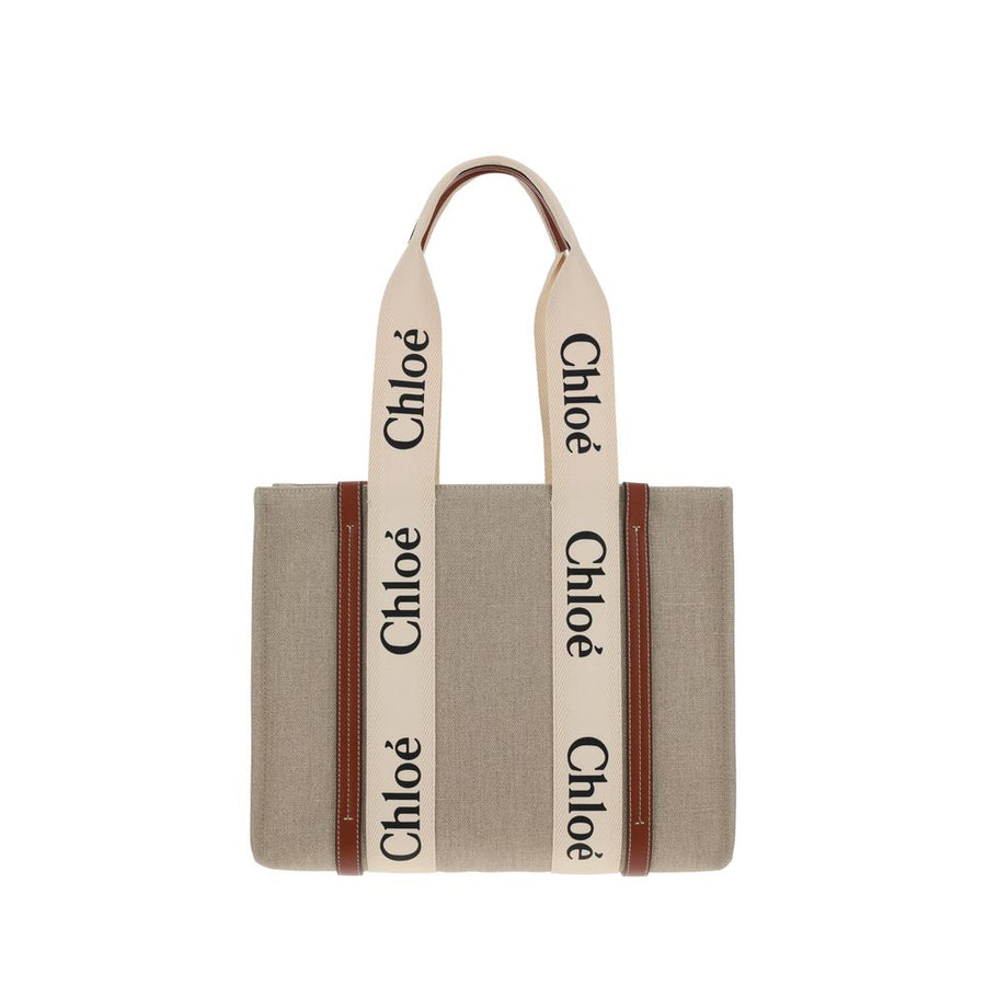Beige Linen Shoulder Bag