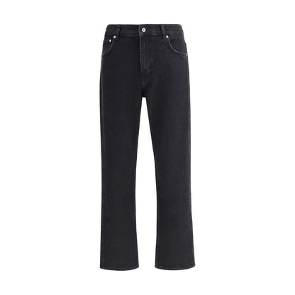Black Cotton Straight-Leg Jeans