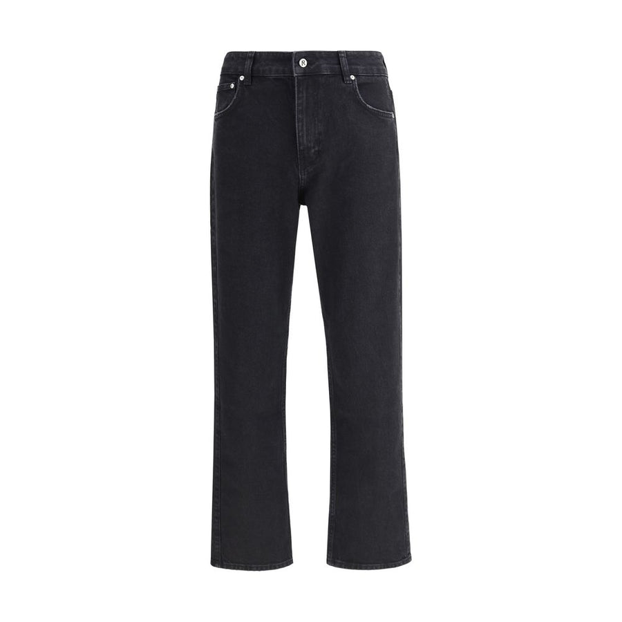 Black Cotton Straight-Leg Jeans
