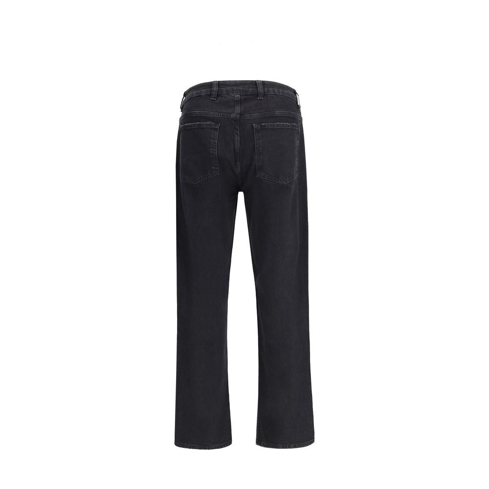 Black Cotton Straight-Leg Jeans