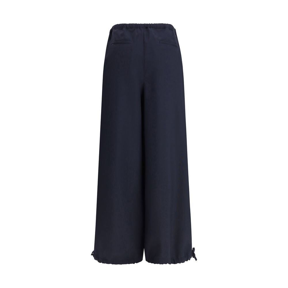 Blue Fleece Wool Casual Pants