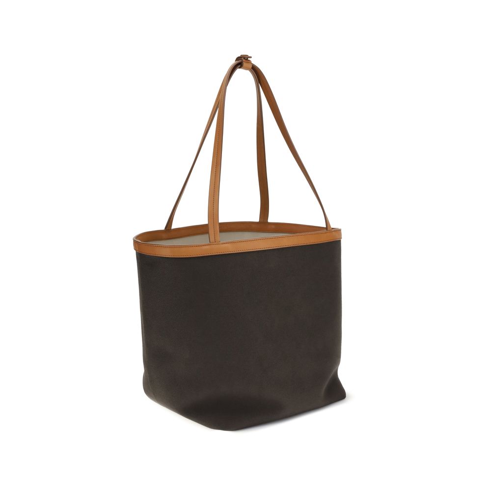 Brown Cotton Shoulder Bag