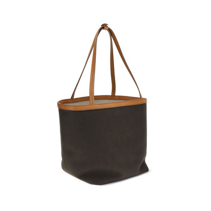 Brown Cotton Shoulder Bag