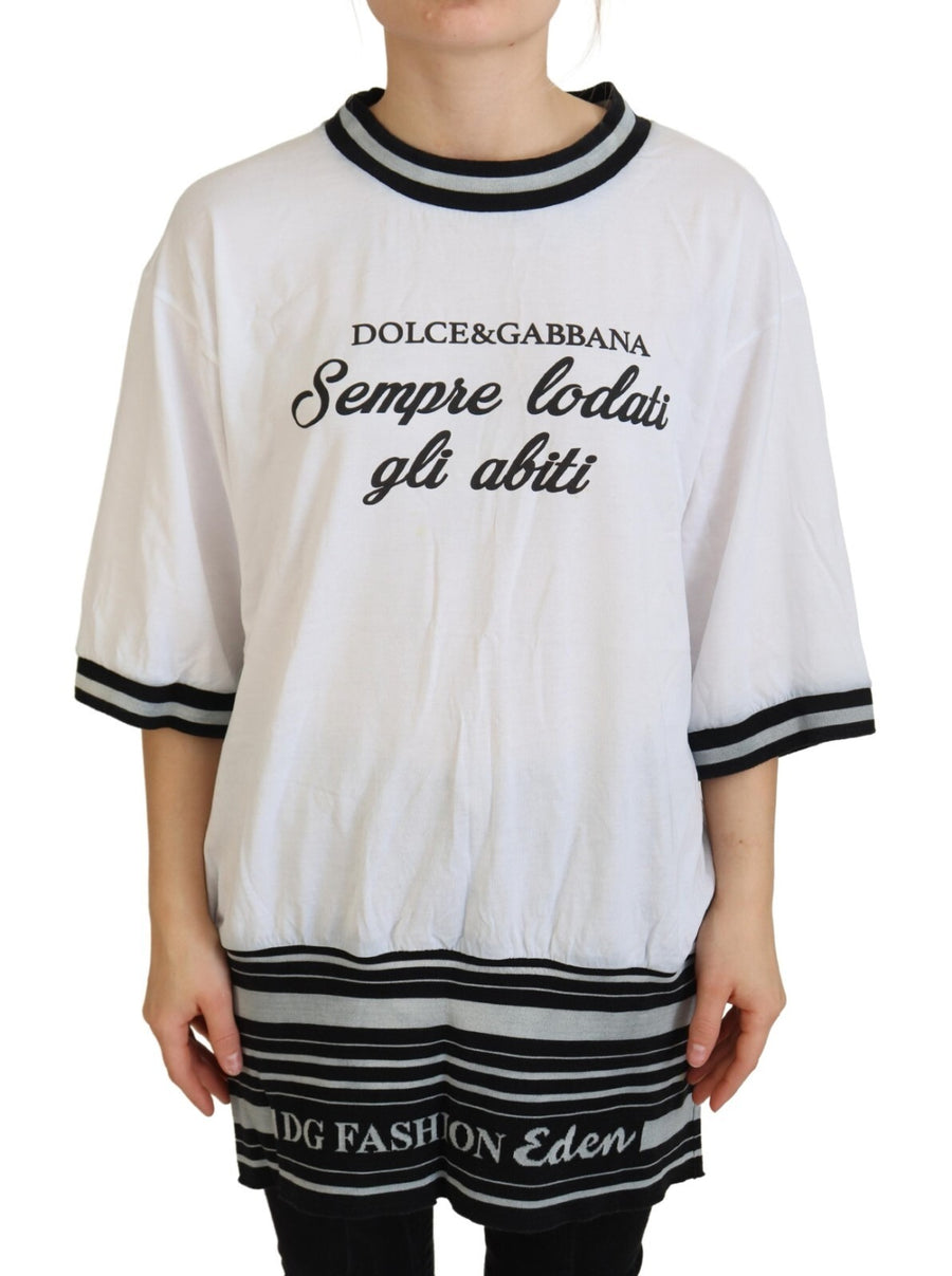White Printed Short Sleeves Pullover Top