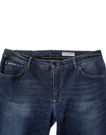 Blue Washed Cotton Stretch SkinnyDenim Jeans