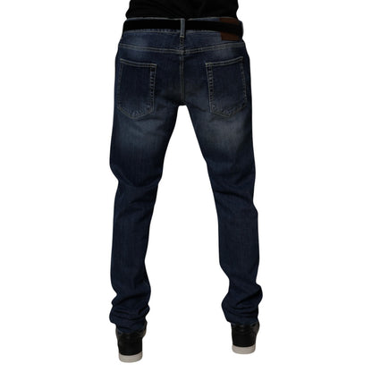 Blue Washed Cotton Stretch SkinnyDenim Jeans
