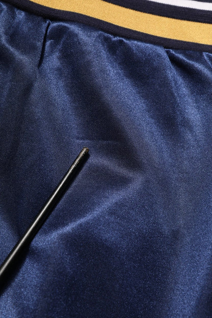 Blue Nylon Jogger Mid Waist Trouser Pants