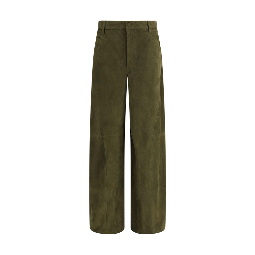 Green Calf Leather Bos Taurus Casual Pants