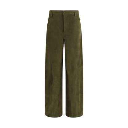 Green Calf Leather Bos Taurus Casual Pants
