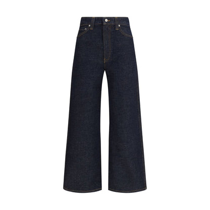 Blue Cotton Straight-Leg Jeans
