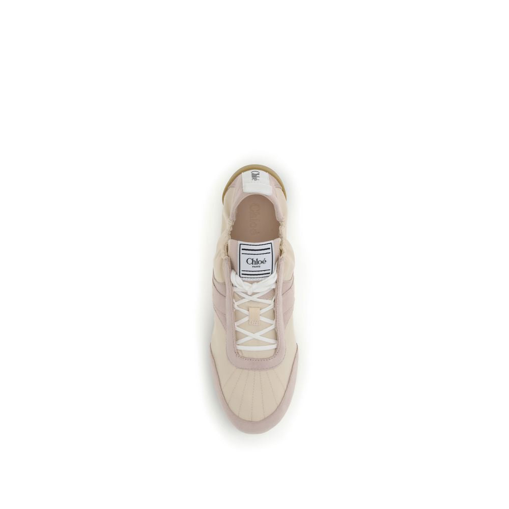Beige Nylon Athletic Sneakers