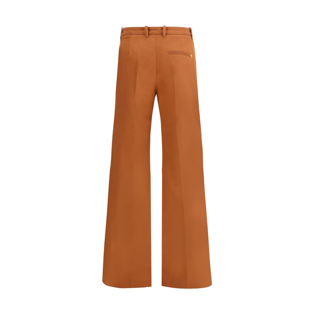 Brown Cotton Flared Pants