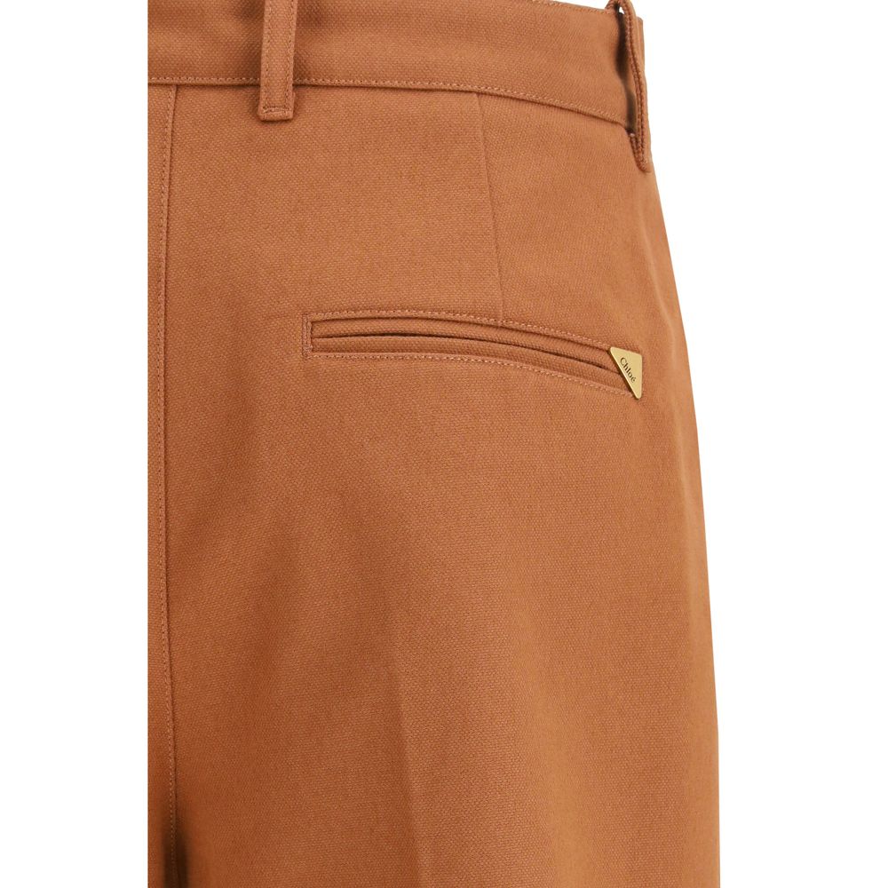 Brown Cotton Flared Pants