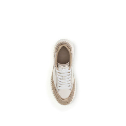 Cream Calf Leather Bos Taurus Platform Sneakers