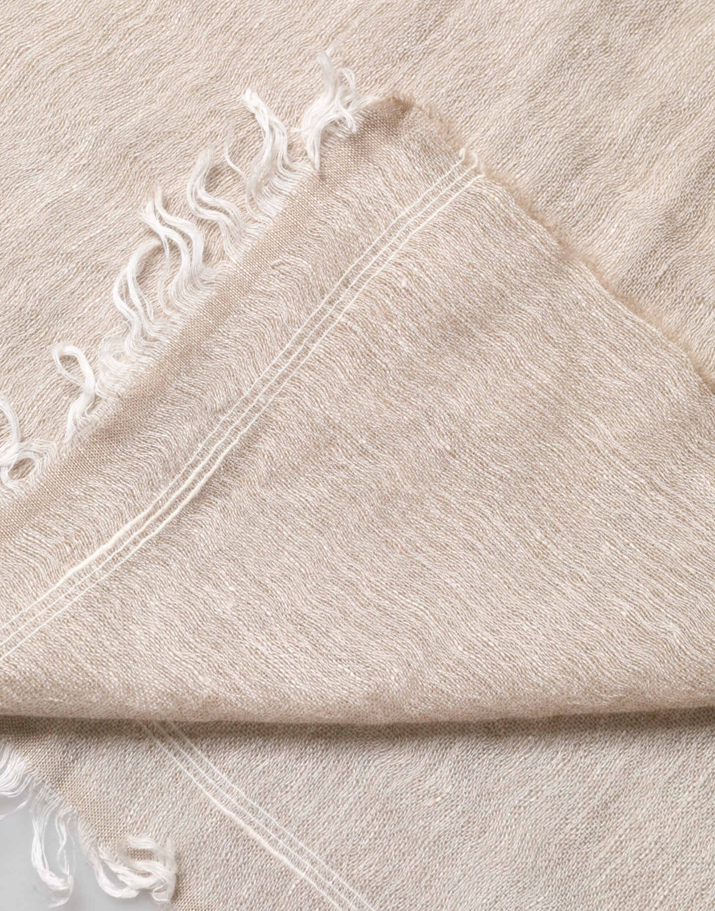 Beige Linen Neck Wrap Men Shawl Fringe Scarf