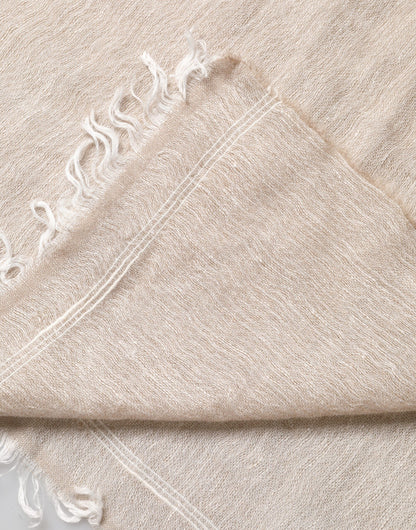 Beige Linen Neck Wrap Men Shawl Fringe Scarf