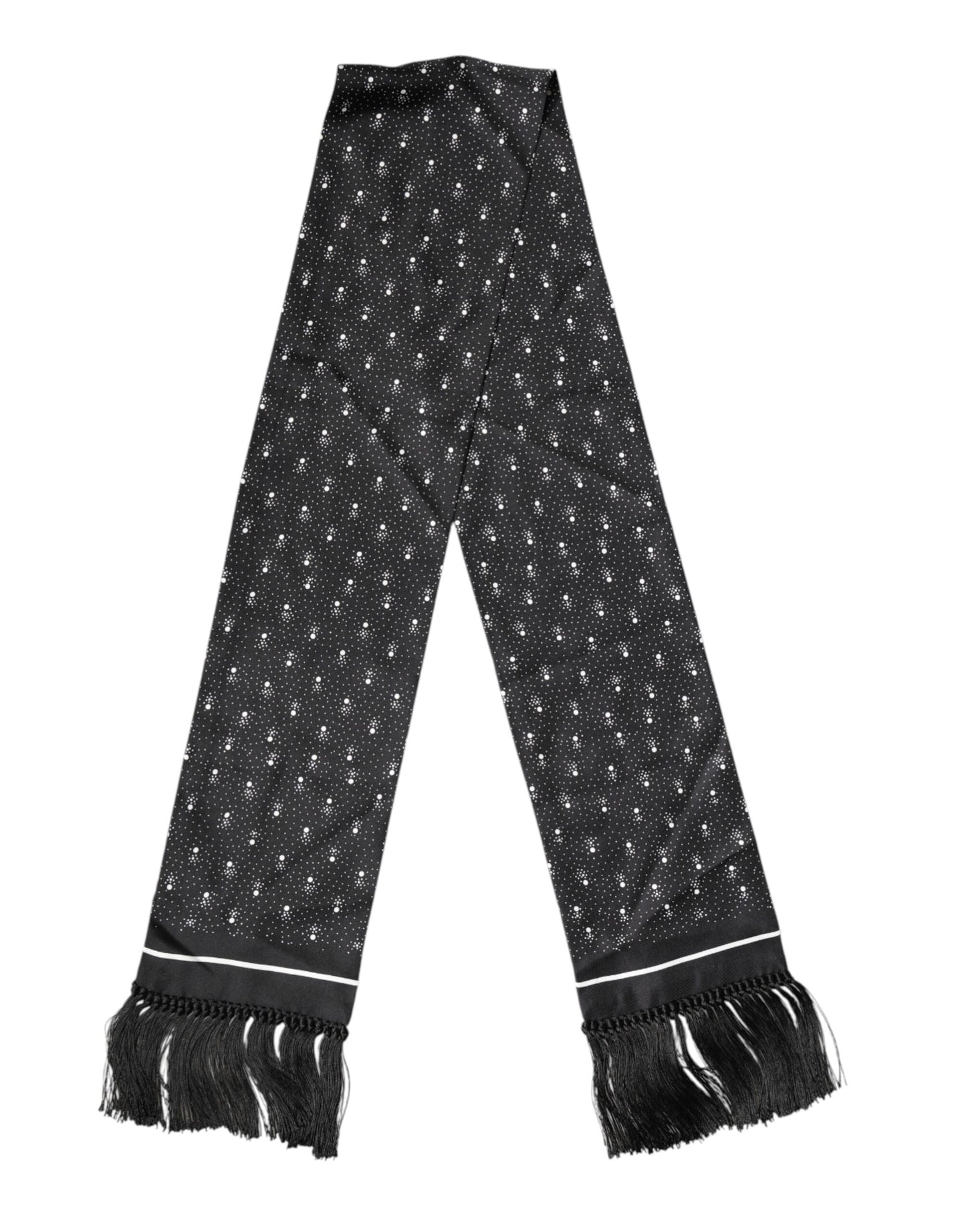 Black Silk Dotted Men Neck Wrap Shawl Scarf