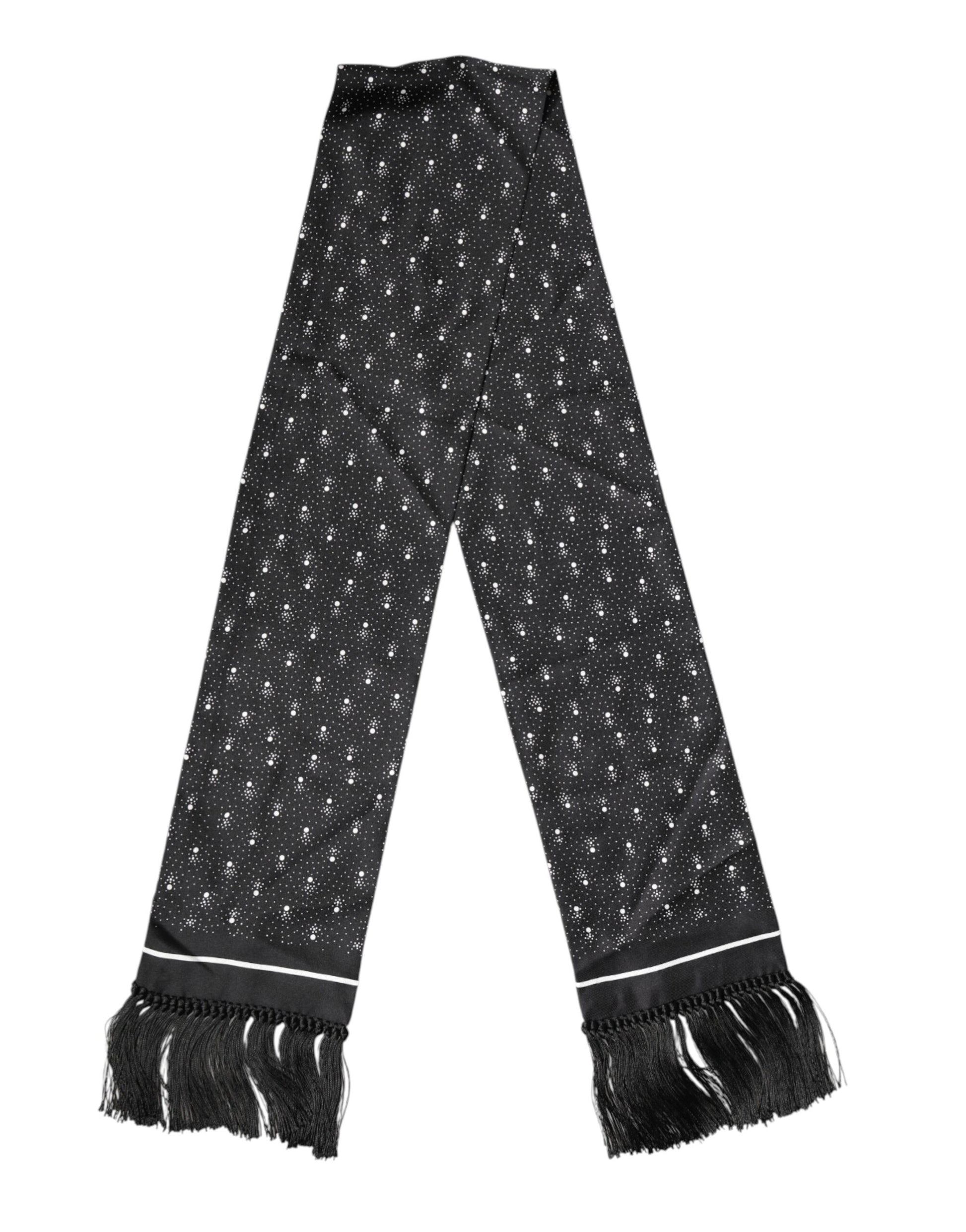 Black Silk Dotted Men Neck Wrap Shawl Scarf