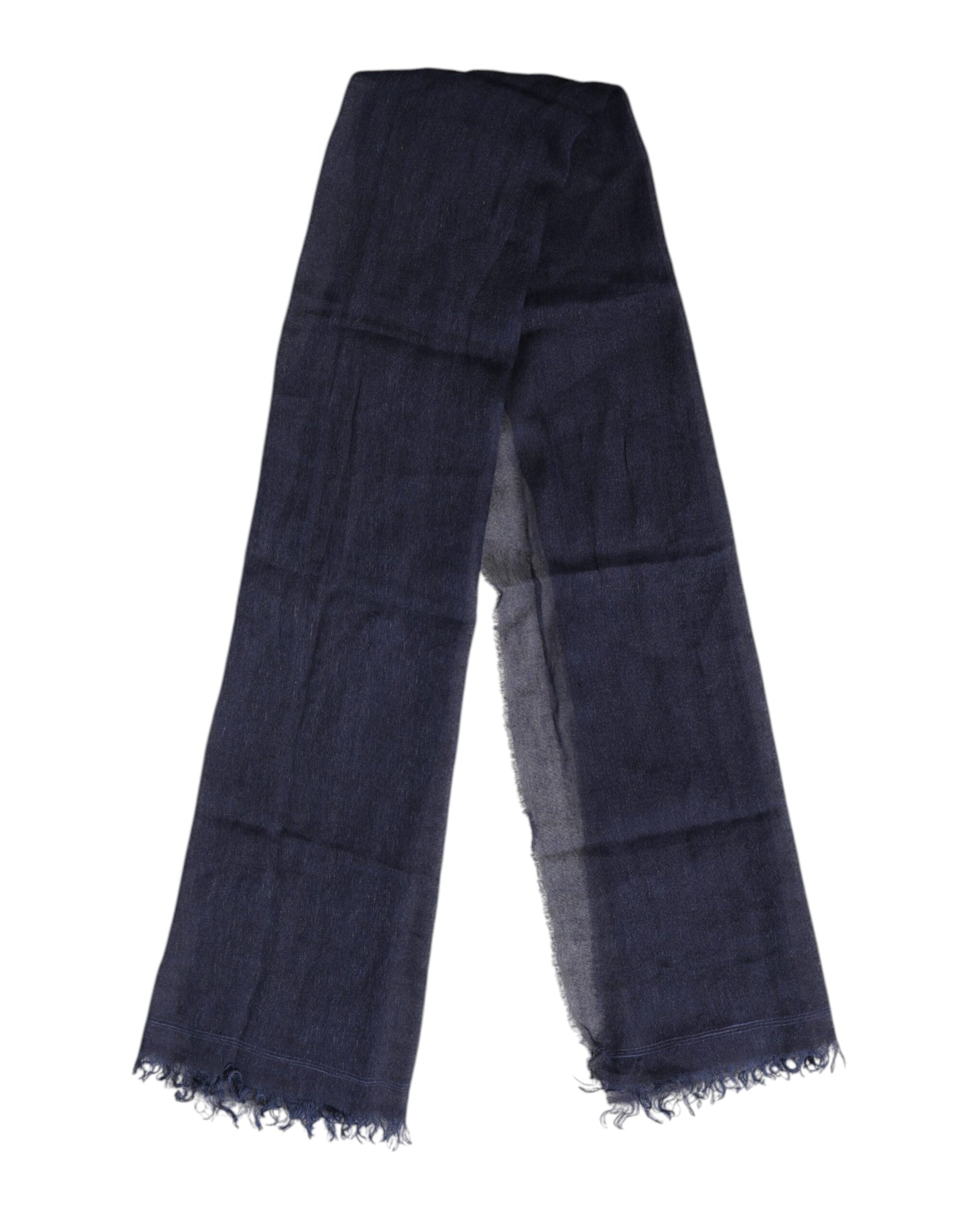 Blue Linen Neck Wrap Men Shawl Fringe Scarf