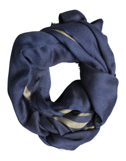 Blue Cashmere Neck Wrap Shawl Fringes Scarf