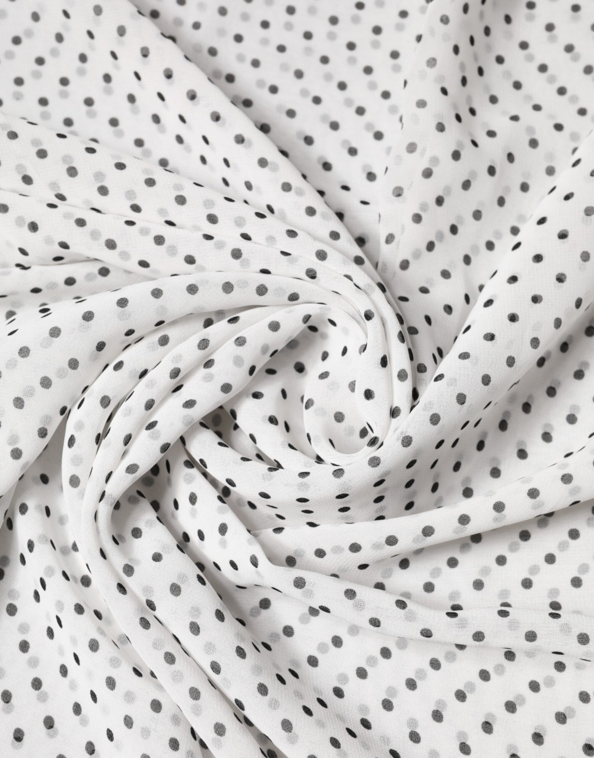 White Polka Dot Polyester Shawl Scarf